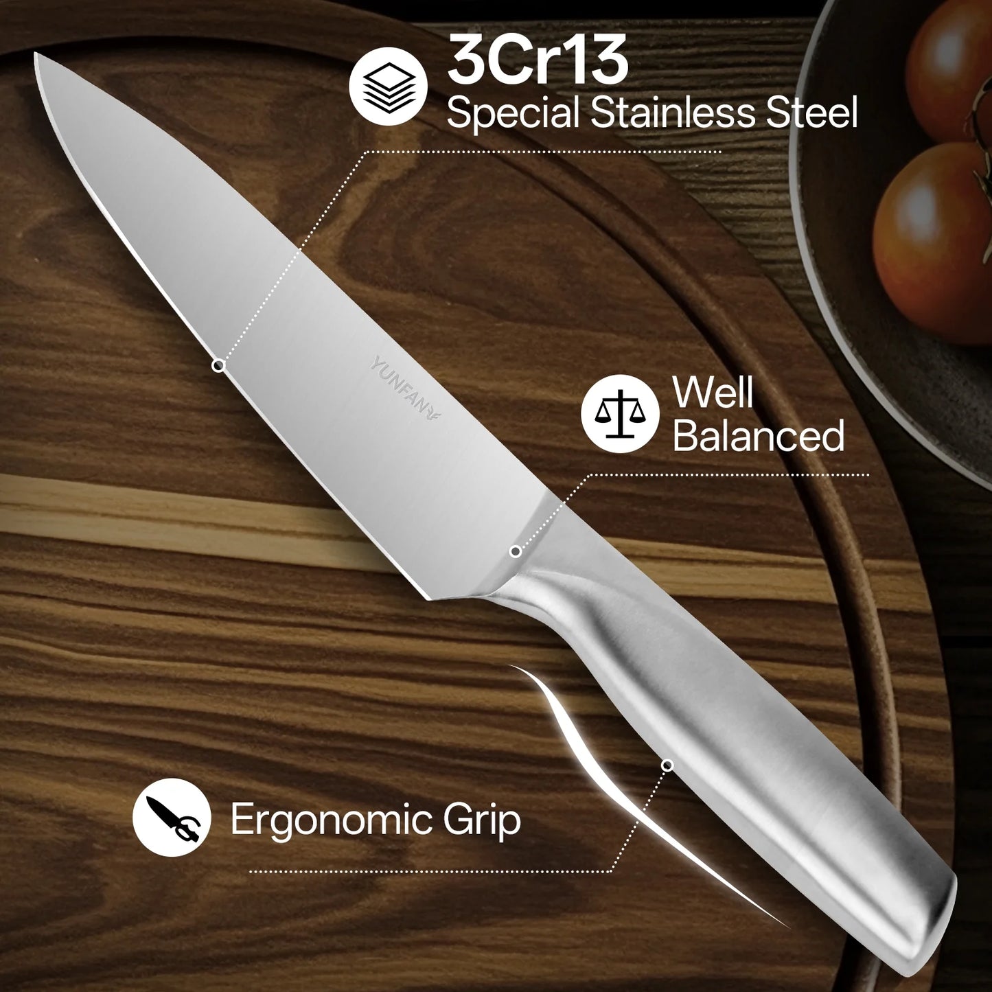 Professional Kitchen Knives, Sharp Knives for Kitchen High Carbon Stainless Steel, Sliver