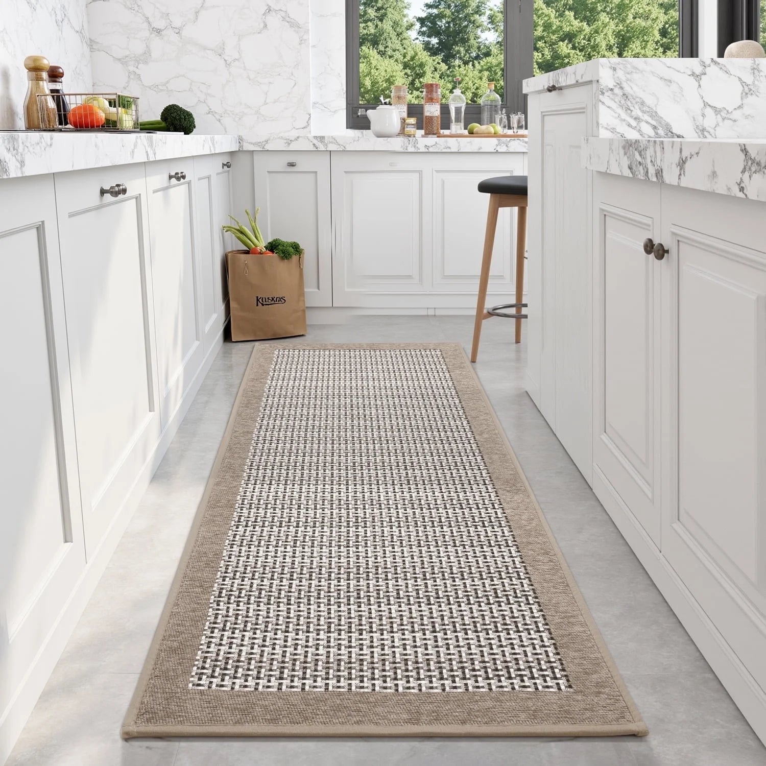 Non-Slip Kitchen Rug, Washable Absorbent Floor Mat, 19.7"X47.2", Brown, for Sink, Laundry, Hallway