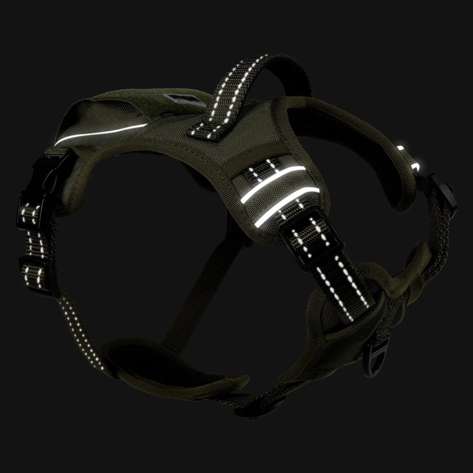 Adjustable No-Pull Dog Harness for Medium Dogs - Reflective Vest with Handle and Metal Buckle for Easy Control (Green, Medium)