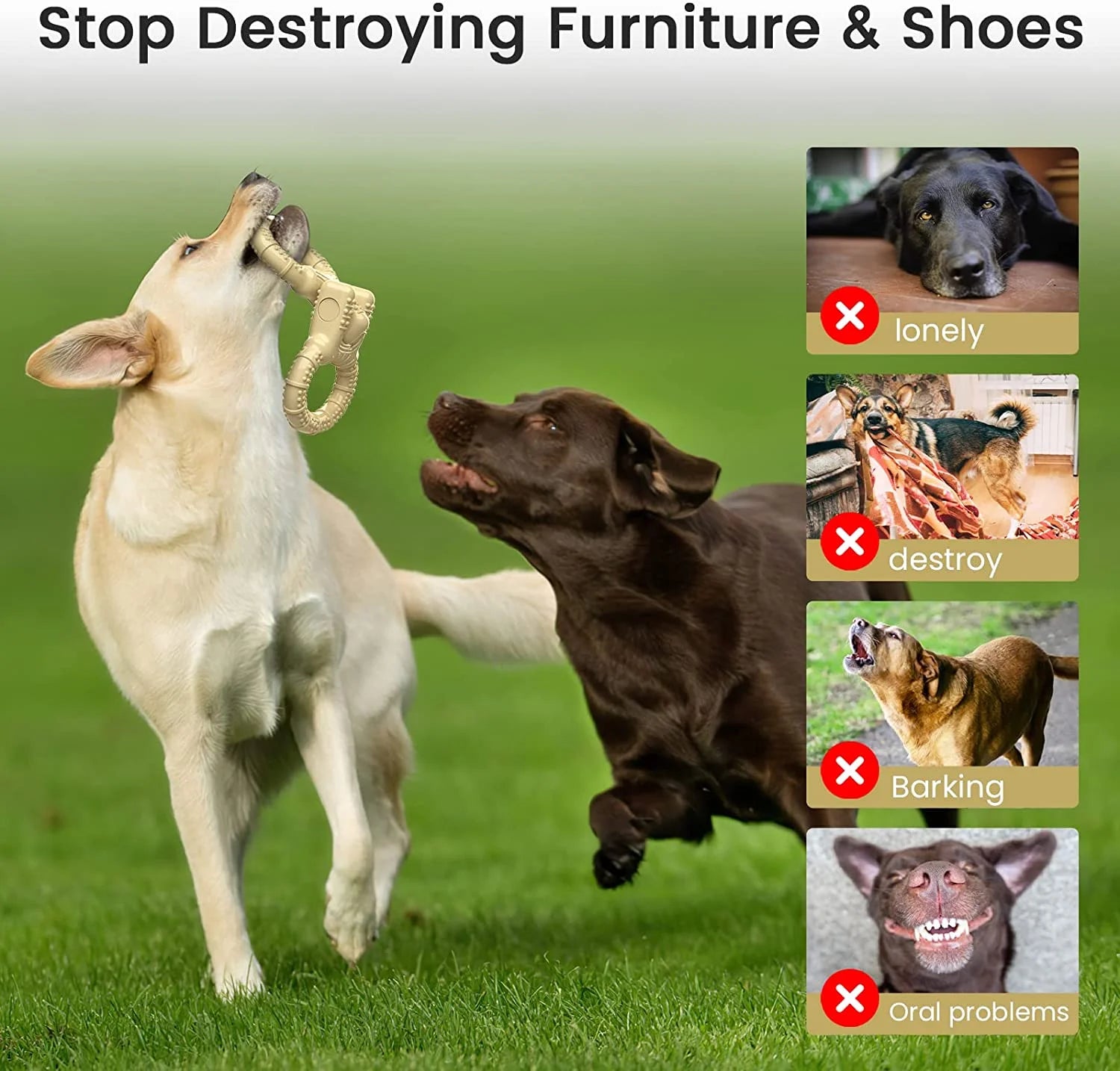 Durable Dog Toys for Aggressive Chewers, Outdoor Tug Toy for Small to Large Breeds, Beige