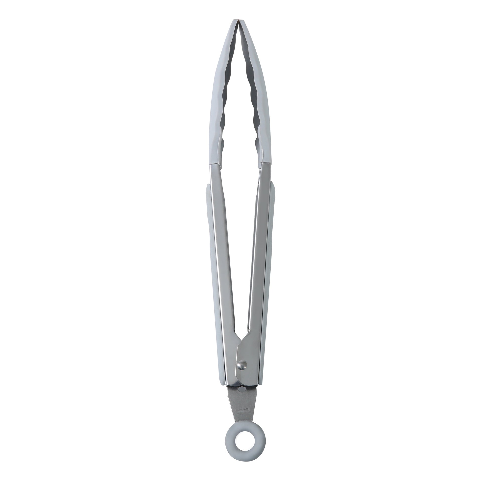 9" Stainless Steel and Silicone Locking Tongs, Soft Grip Handle, Grey Flannel