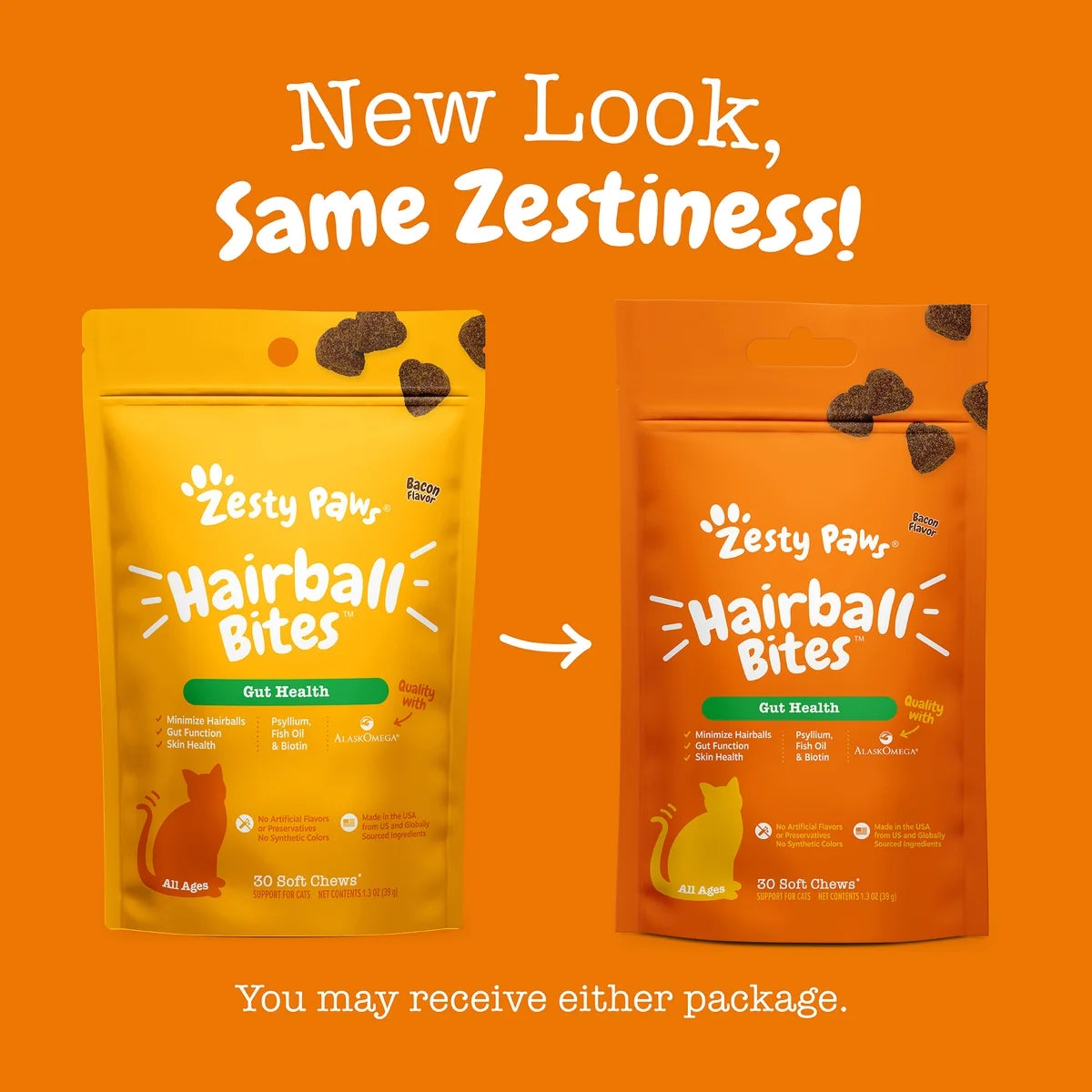 Hairball Bites for Cats, Supports Hairball Reduction, Bacon 30Ct