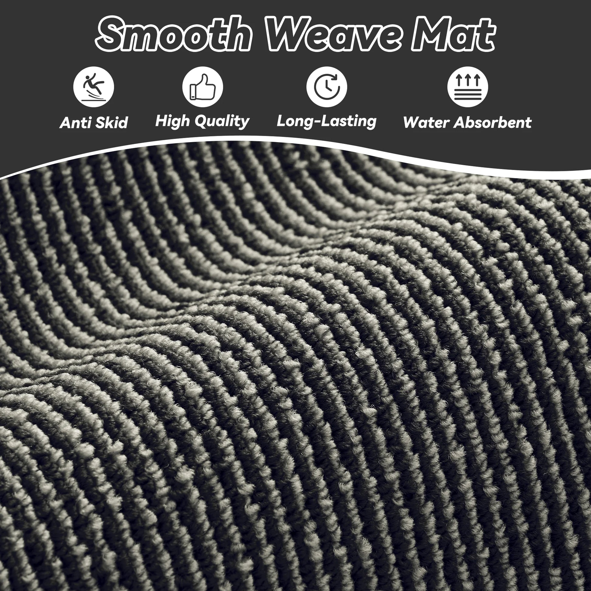 Non-Slip Kitchen Rug, Washable 20"X32" Twill Floor Mat, Half Circle Design for Sink, Laundry, Black