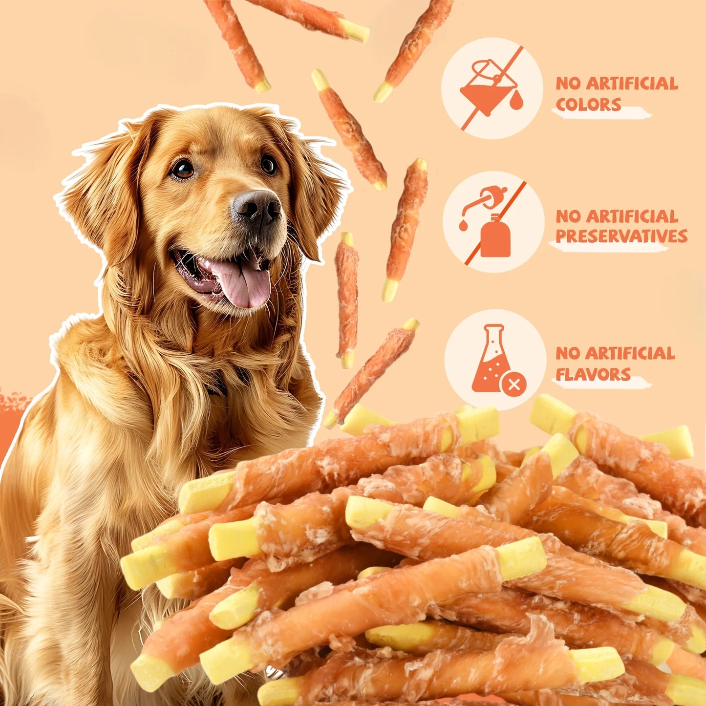 Chicken Jerky-Wrapped Pumpkin Biscuits for Dogs, Digestive Support Soft Chews, 11 oz