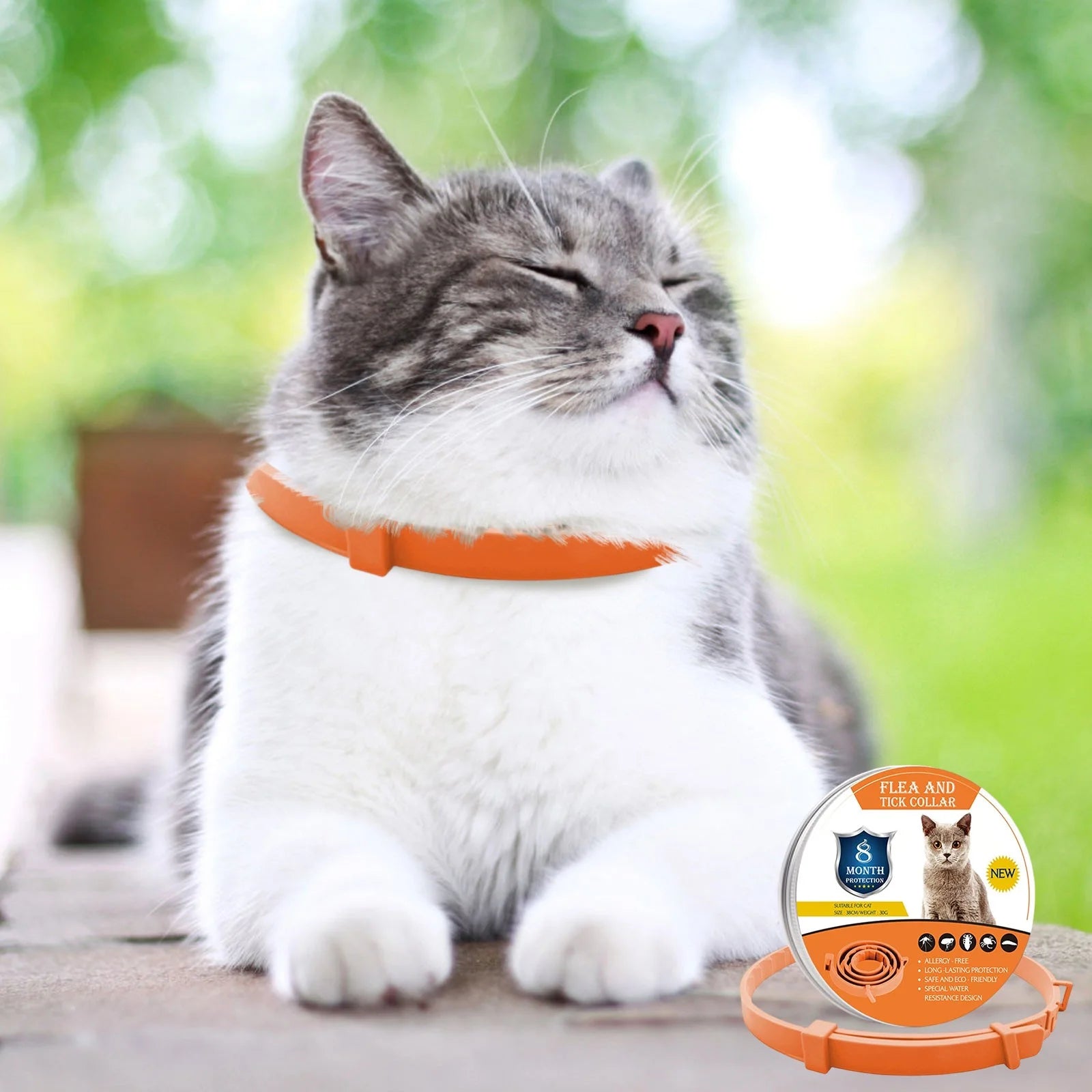 Adjustable Calming Collar for Cats - Long-Lasting Anxiety Relief and Protection for Neck Sizes up to 14.96