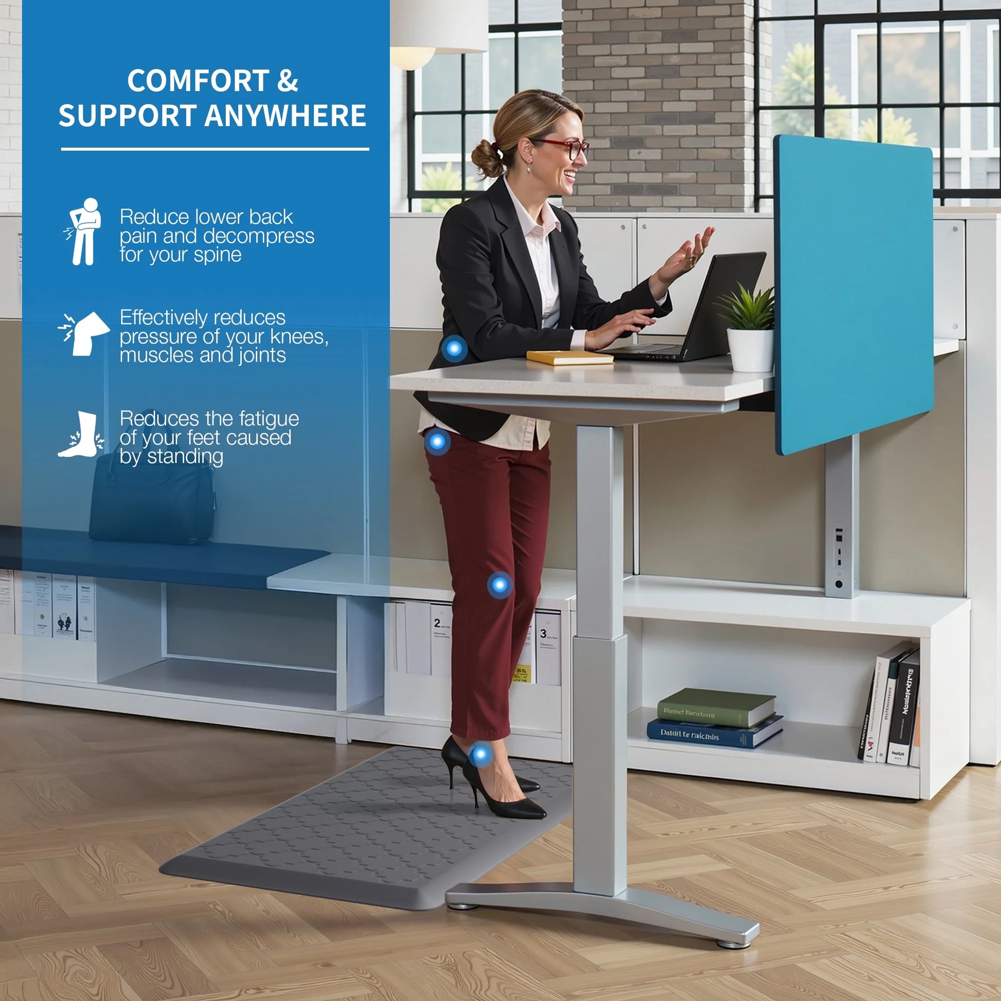 Kitchen Mat anti Fatigue Mats for Kitchen Gray Kitchen Rug Memory Foam Ergonomic Rug 17"X 29"