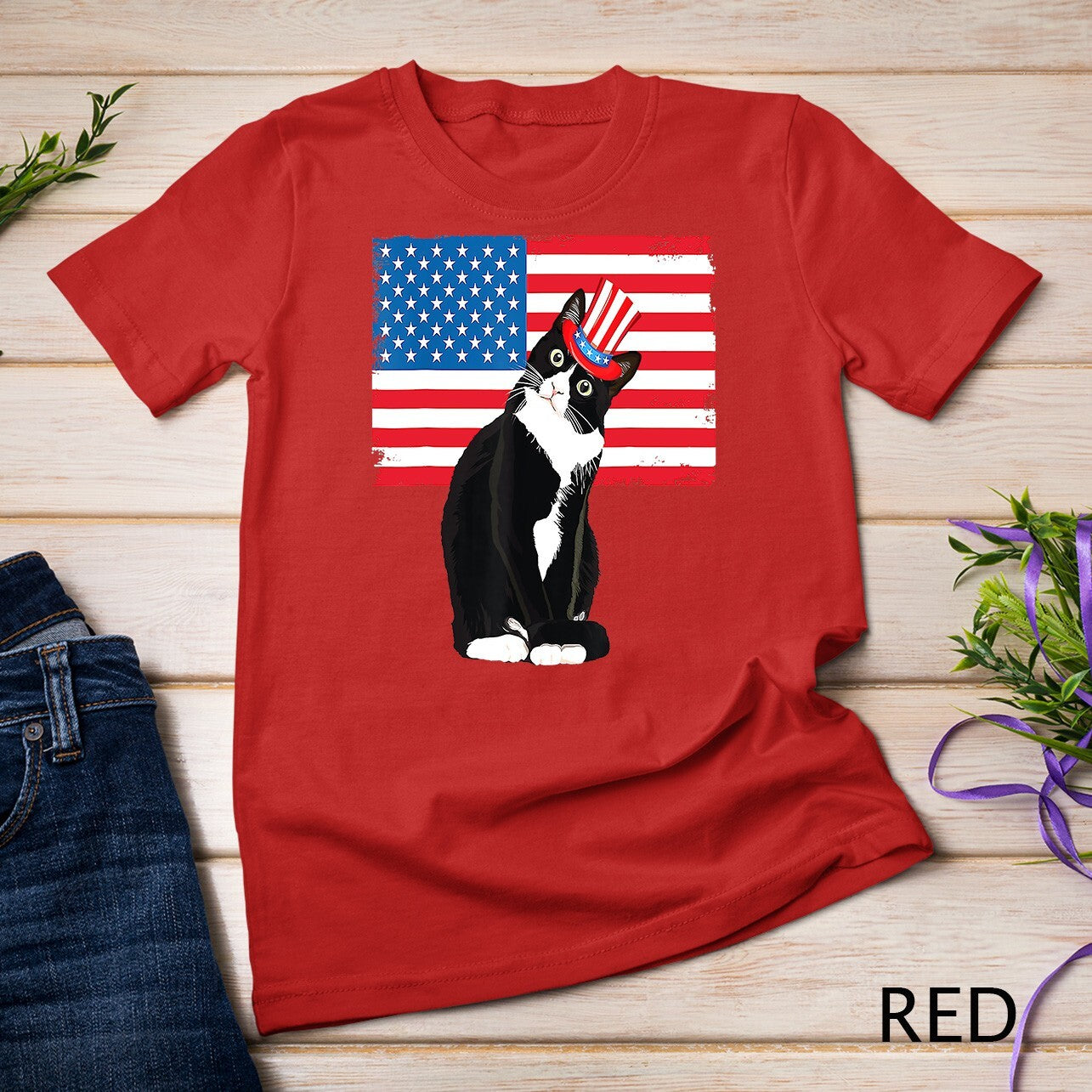 Tuxedo Cat 4Th of July Hat Patriotic Gift Adults Kids T-Shirt Unisex T-Shirt