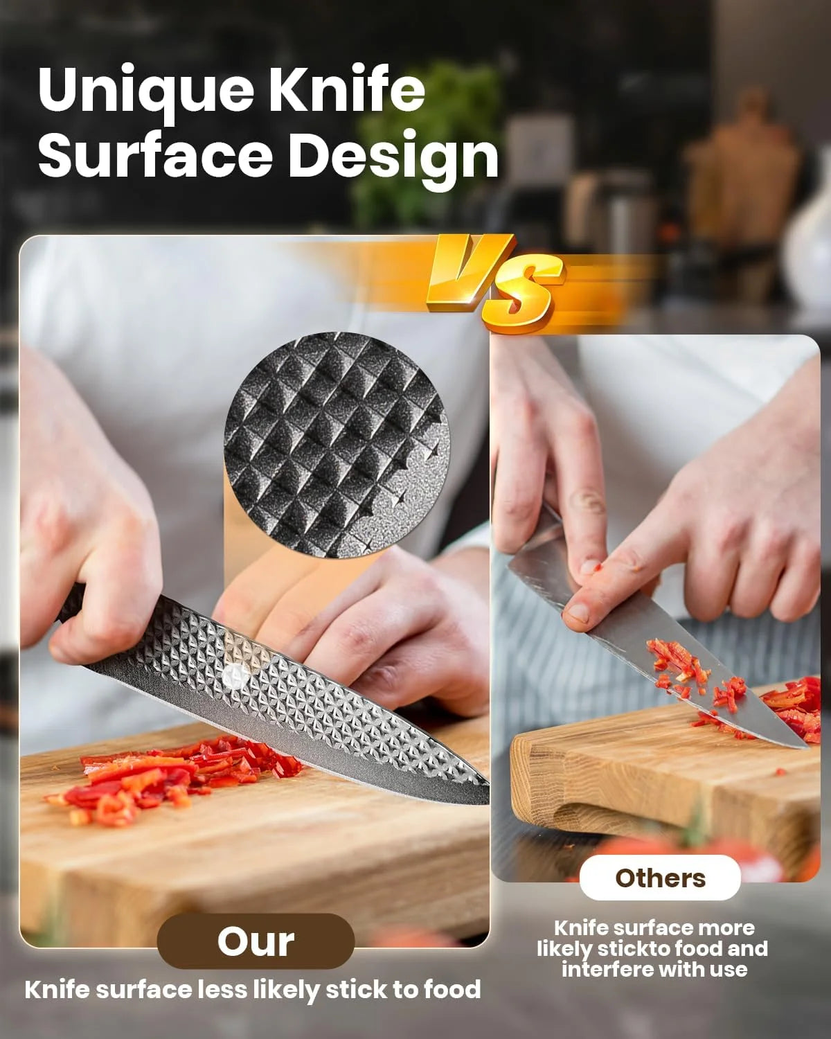 Kitchen Knife Set, 7 Pcs Knives Block Set with Built in Sharpener Block,Professional German Stainless Steel Knife Block Set,Dishwasher Safe,Black