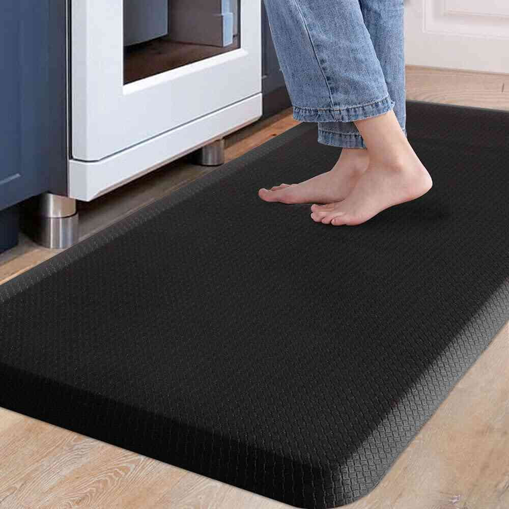 Anti-Fatigue Floor Mat Cushioned Kitchen Comfort Mat, Waterproof Non-Slip Standing Desk Foam Mats and Rugs, Black, 17.3"X39"