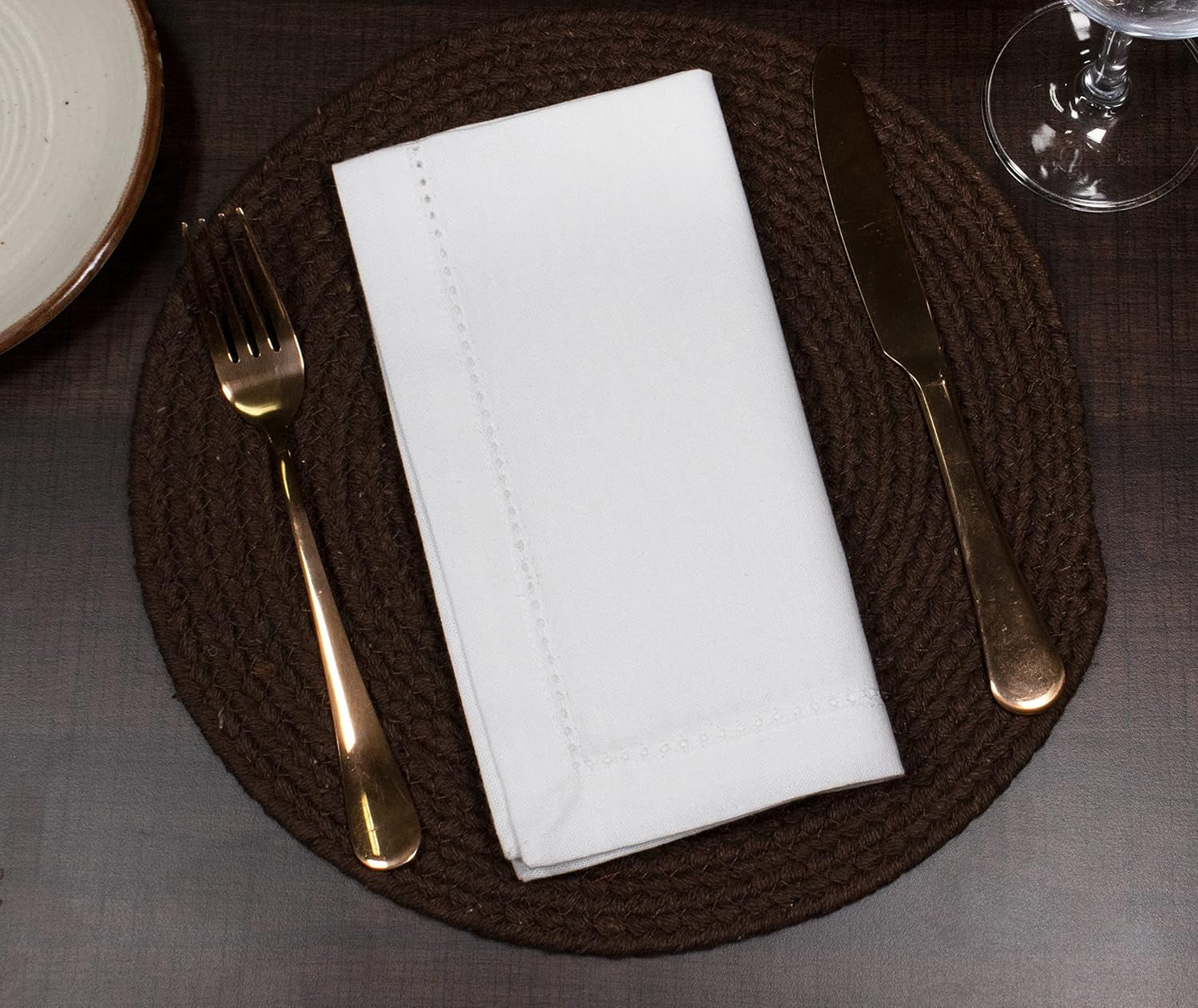 12 Hemstitch Cotton Dinner Napkins - Soft, Durable, Washable | 18X18 - White