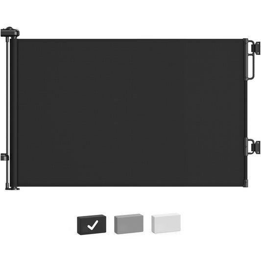 55-Inch Wide Retractable Baby Gate for Doorways, Indoor and Outdoor Mesh Dog Barrier, One-Hand Operable Child Safety Gate for Stairs - Black