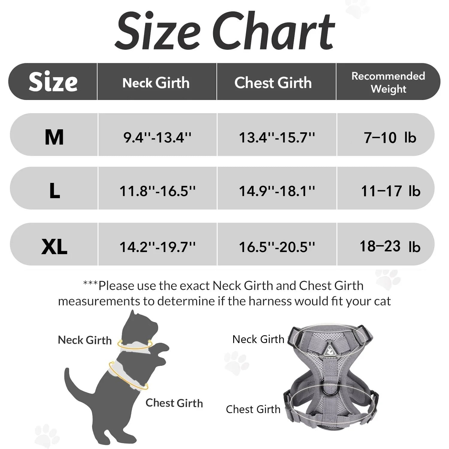 Adjustable Cat and Puppy Harness and Leash Set, Escape-Proof Soft Vest with Reflective Strips, Gray, Medium