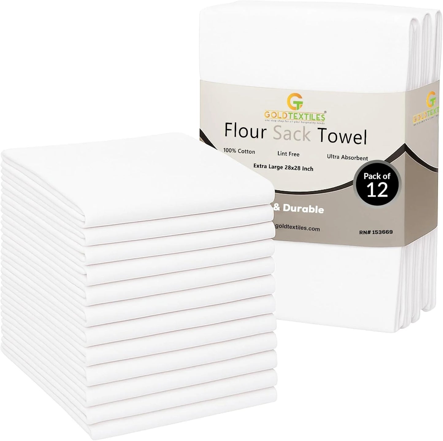 Flour Sack Towels 12 Pack Cotton Kitchen Towels (28X 28) Inches –Multipurpose Soft & Absorbent
