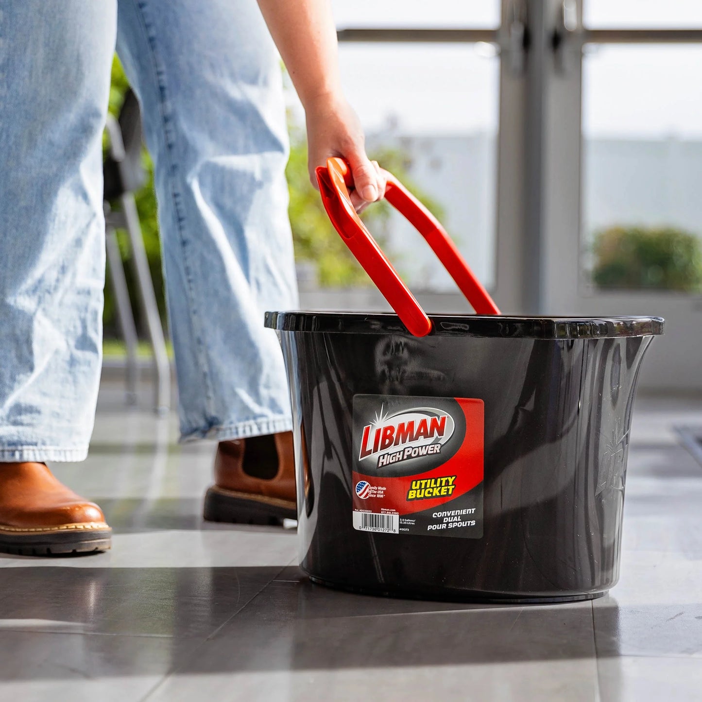 Heavy Duty 3.5 Gallon Utility Bucket Oval Polypropylene Black