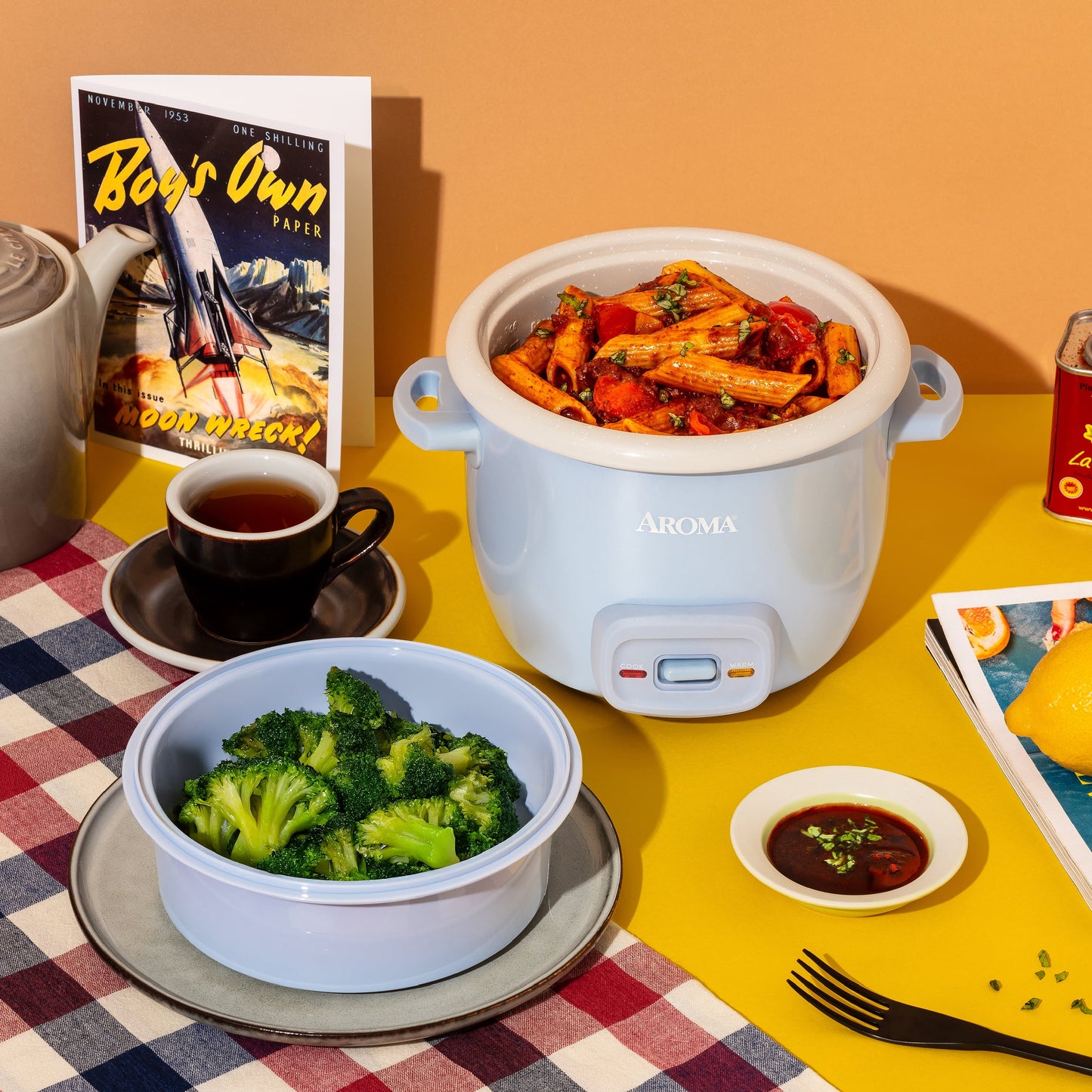 ® 4-Cup Rice Cooker & Food Steamer with Bonded Granite® Nonstick Ceramic & Pop-Up Steam Tray - Blue