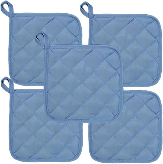 5Pcs Kitchen Pot Holders Set Heat Resistant Pure Cotton Potholders Kit Trivets Large Coasters Hot Pads Pot Holders for Everyday Cooking and Baking by 6.5 X 6.5 Inch
