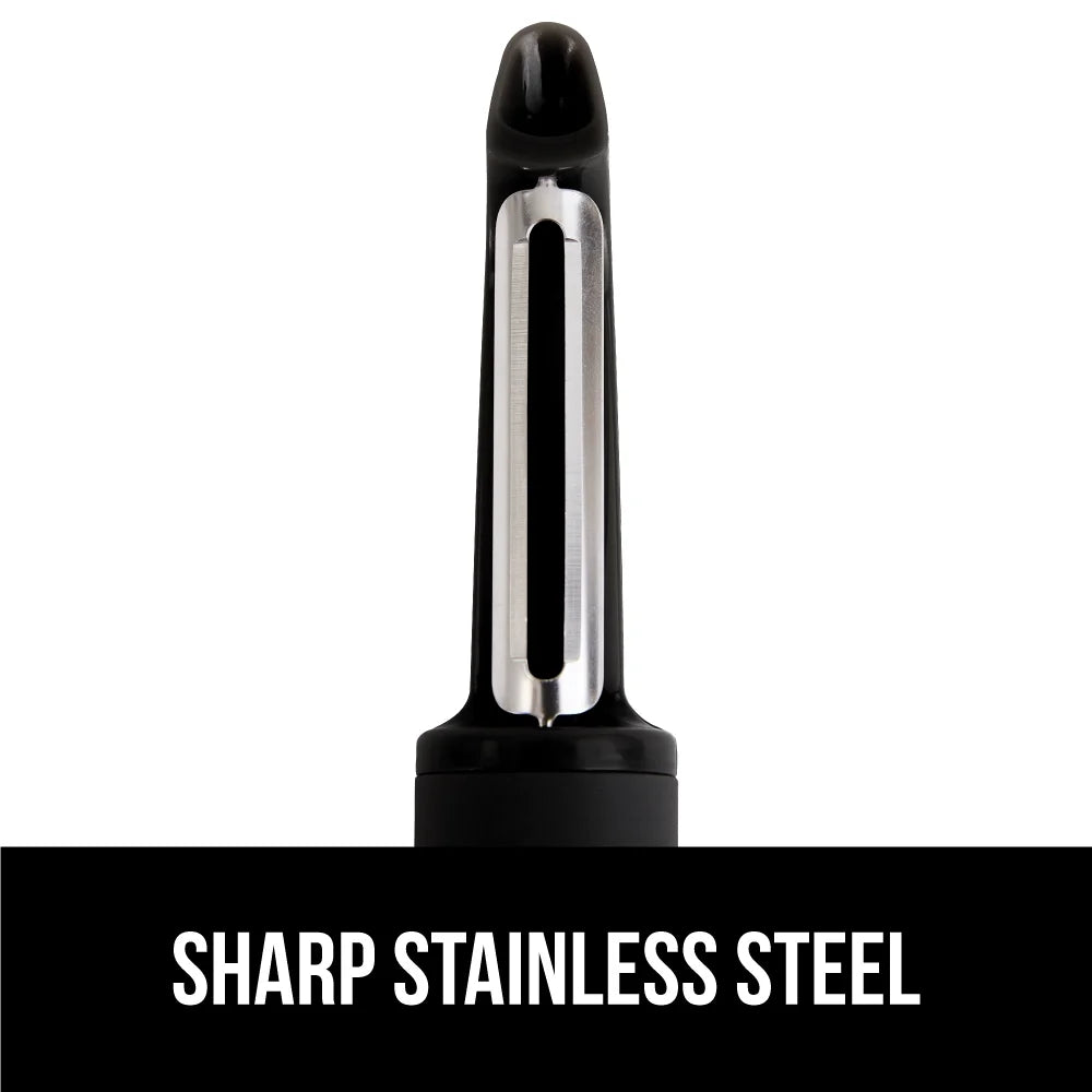 Vegetable Peeler, Stainless Steel, Includes Blade Cover, Peels Potatoes Apples, Black