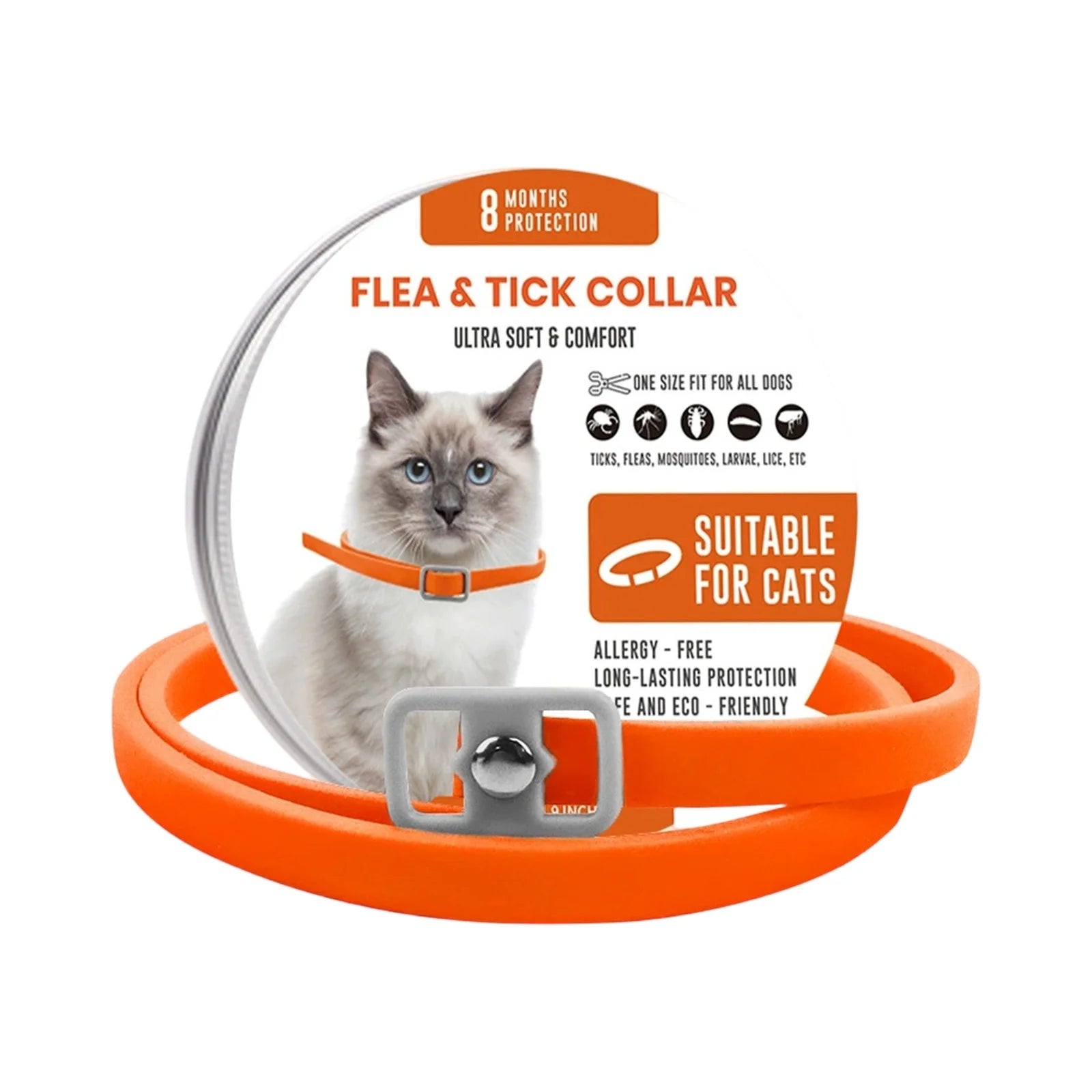 Adjustable Calming Collar for Cats - Long-Lasting Anxiety Relief and Protection for Neck Sizes up to 14.96