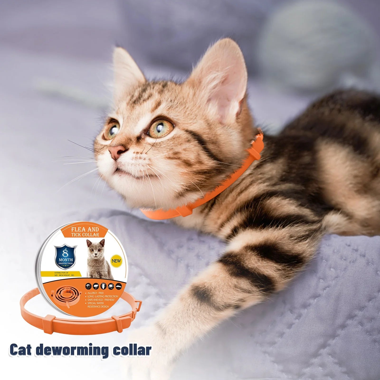 Adjustable Calming Collar for Cats - Long-Lasting Anxiety Relief and Protection for Neck Sizes up to 14.96