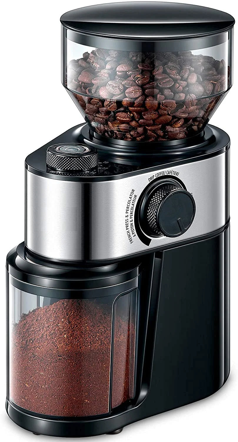 Electric Burr Mill Coffee Grinder with 18 Precise Grind Settings for Espresso, Drip and French Press - Adjustable Burr Grinder in Black