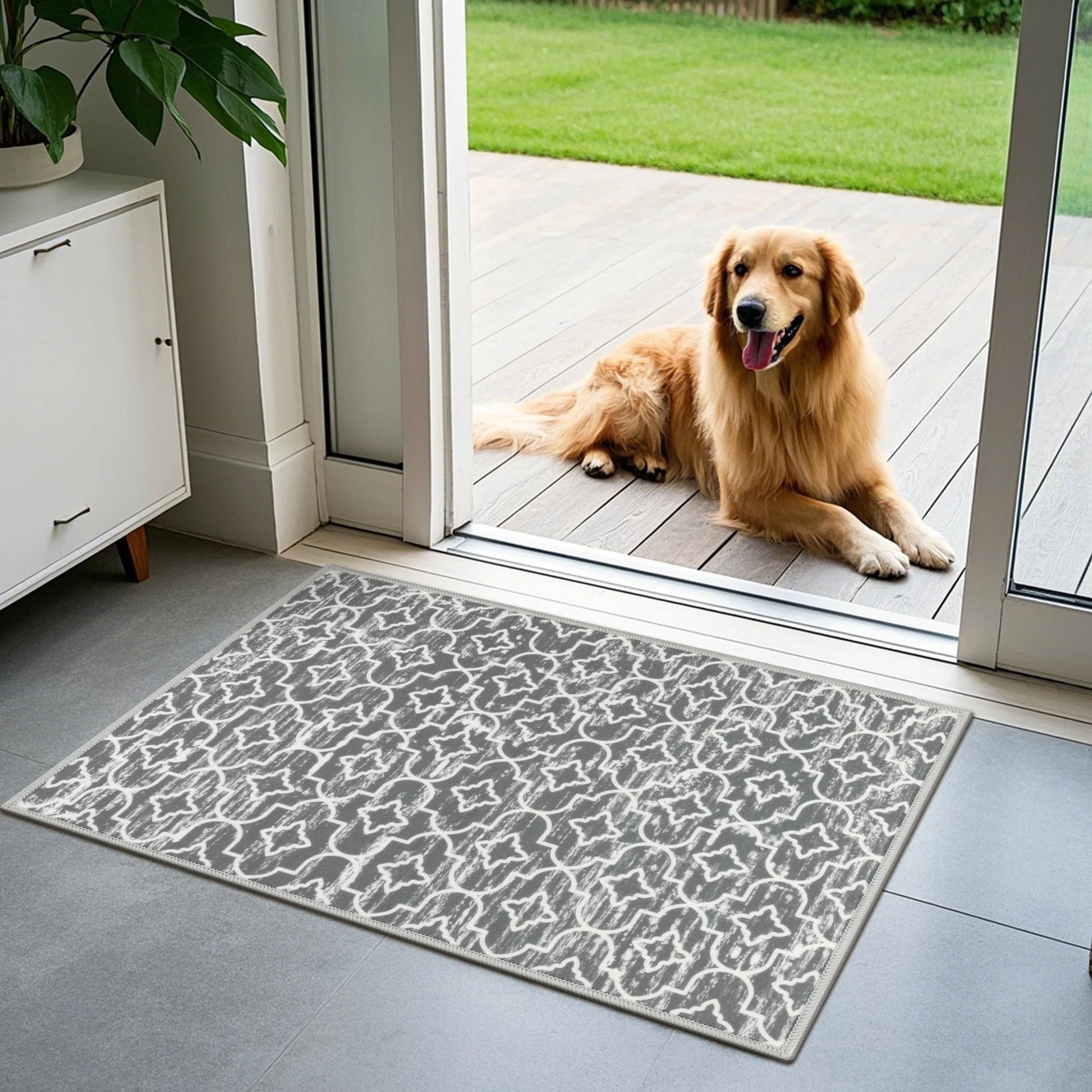 Gray Kitchen Rug Set 3 Piece, Non Slip Machine Washable Mats for Home Floor and Living Room