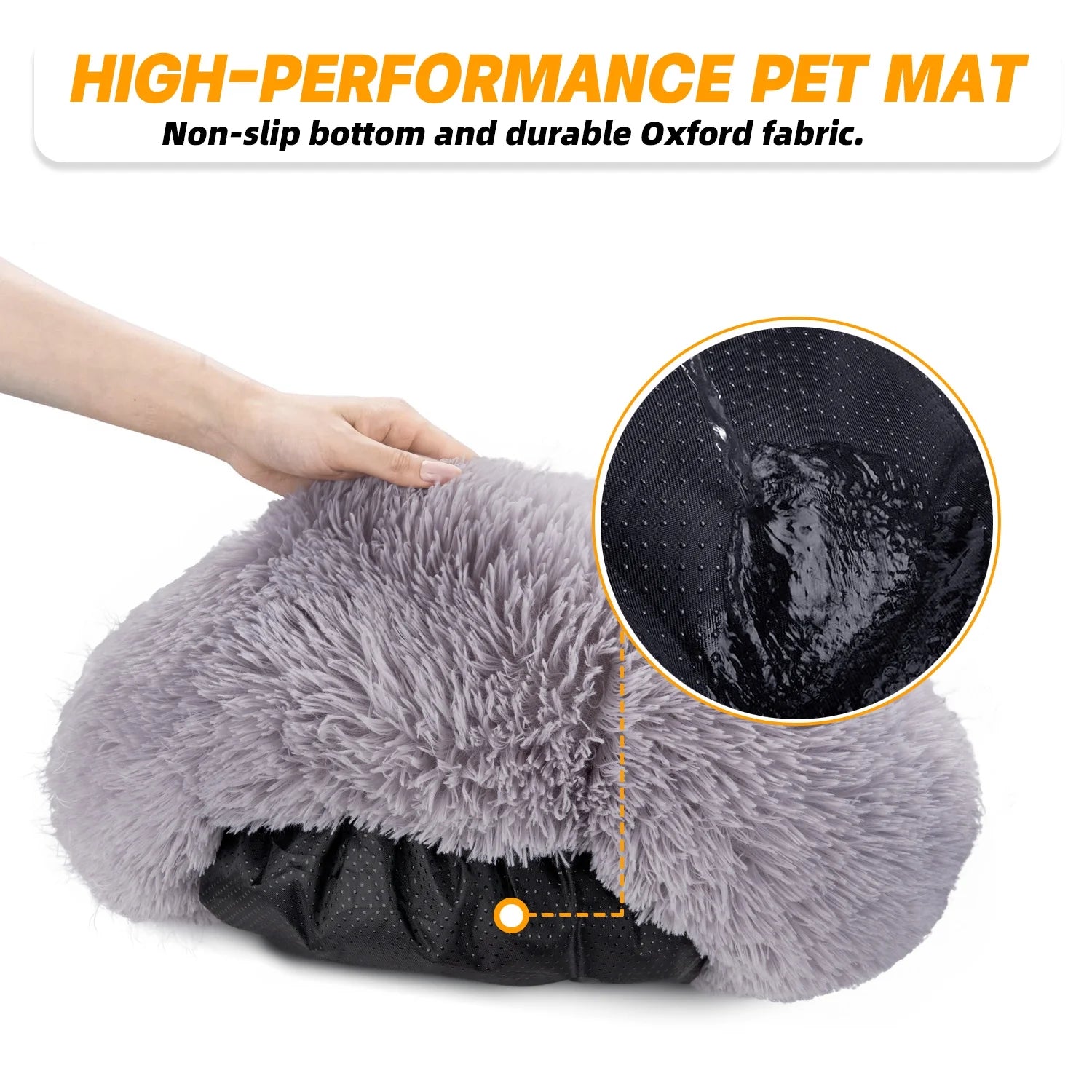 Calming Donut Dog Bed - 20" x 20" x 8", Plush Anti-Anxiety Round Pet Bed for Small Dogs and Medium/Large Cats, Washable with Anti-Slip Bottom, Light Gray