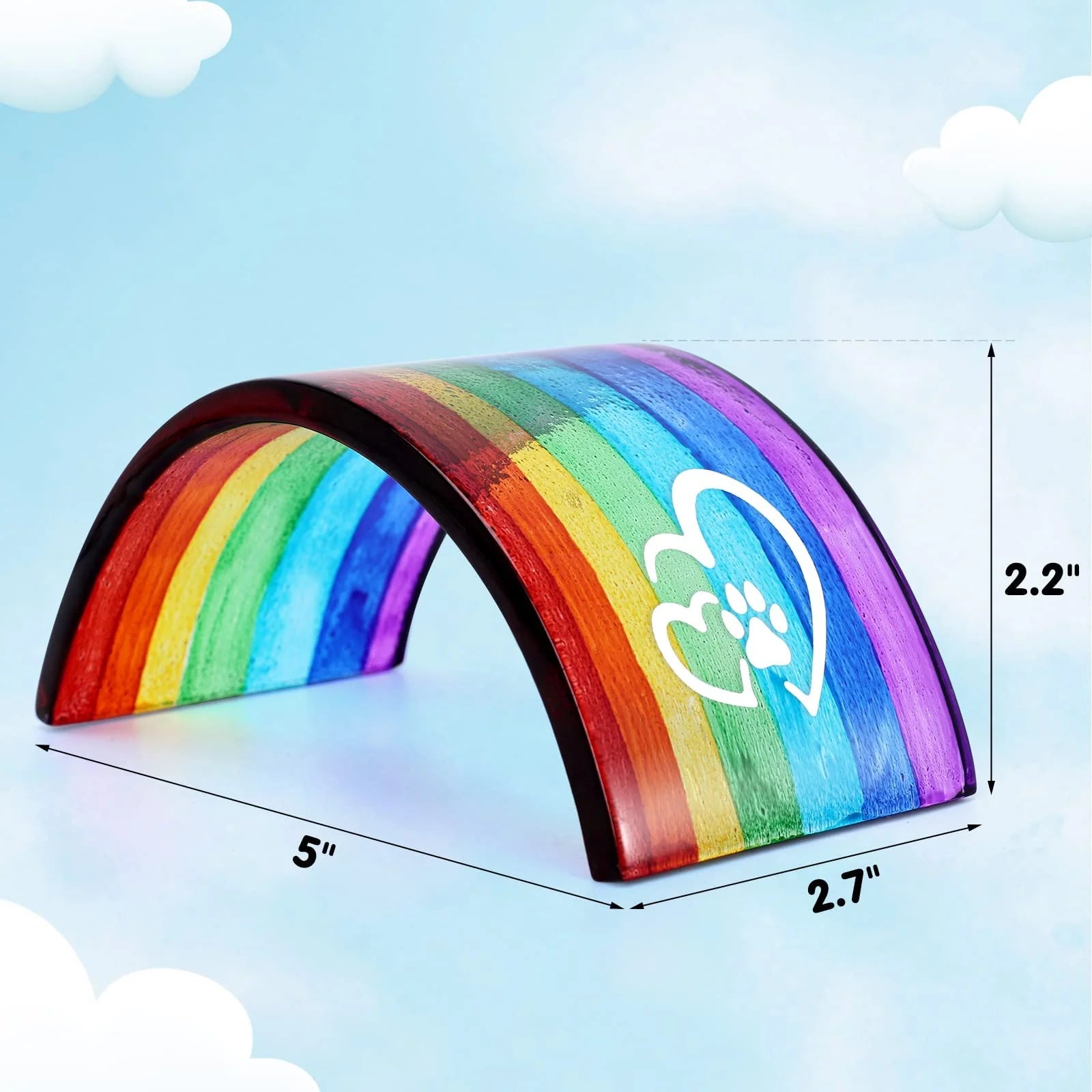 Rainbow Bridge Fused Glass 3D Colorful Bridge with Sympathy Card Memorial Gift for Dog Cat Guinea Pig Lover Pet Lost Present Sorry Gift Set of 2