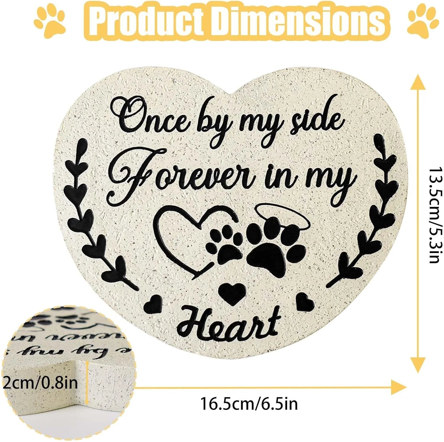 Pet Memorial Stone - Sympathy Gift for Dog or Cat Loss, Weatherproof Garden Decor with Hand-Carved Poem