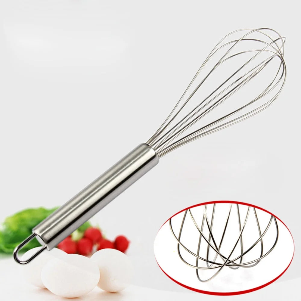 Stainless Steel Whisk, Versatile Tool for Egg Beater, Milk Frother, Hand Push Whisk, Heavy Duty Kitchen Wire Whisk for Cooking Blending Beating Stirring, 10.2" X 2.2", Sliver