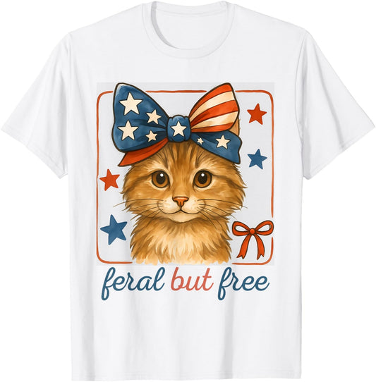USA 'Merica Cat 4Th of July Women Girls Funny Patriotic T-Shirt