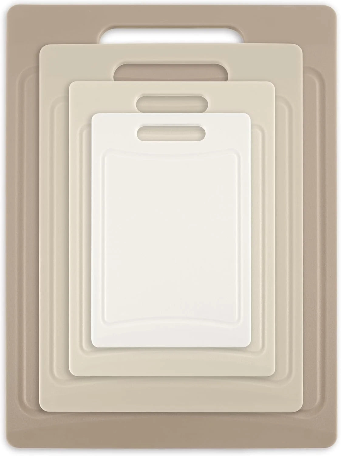 Non-Slip Cutting Board Set – Kitchen Essentials with Easy Grip Handle for Meat, Veggies, and Fruits, 4 Cutting Boards, Brown