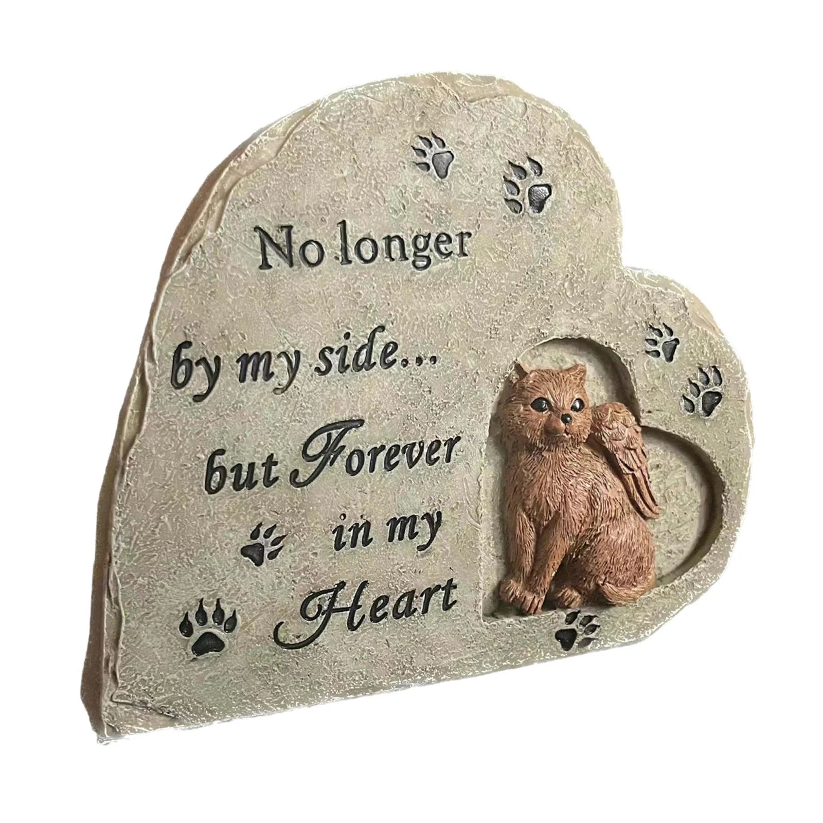 Pet Cat Memorial Stone Resin Cat Statues with Angel for Porch Outdoors Lawn