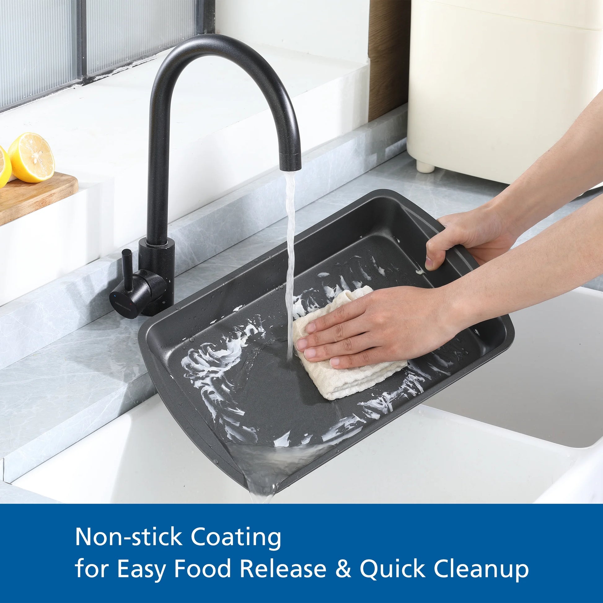 6 Piece Non-Stick Carbon Steel Bakeware Set with Cake, Muffin, Cookie and Loaf Pans, Gray