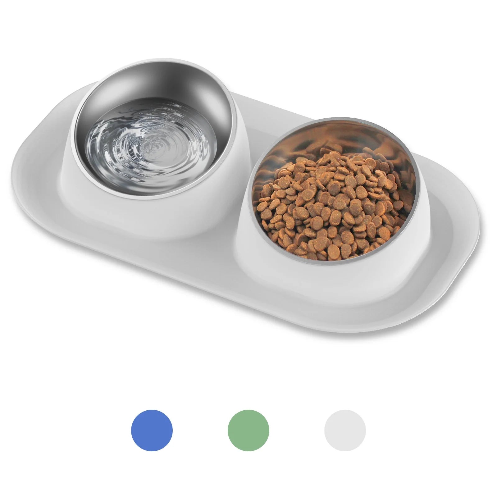 Elevated Stainless Steel Pet Food Bowl with Stands, Raised Dog Cat Feeding Bowls Set Suitable for Cats and Small Dogs, Gray