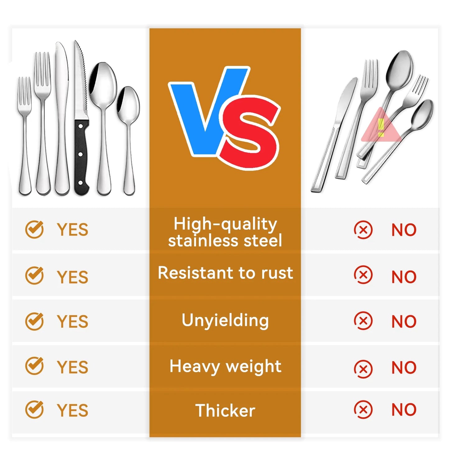 48-Pieces Silverware Set for 8, Stainless Steel Flatware Cutlery Utensil Set Forks and Spoons, Kitchen Tableware Set