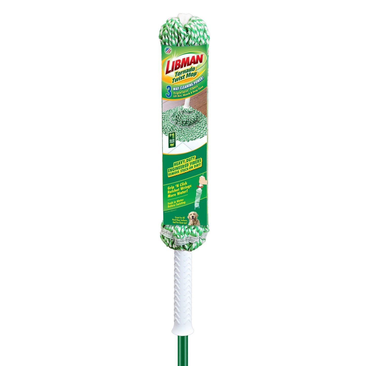 Tornado Twist Mop with Cotton Blend Head Steel Handle Green & White