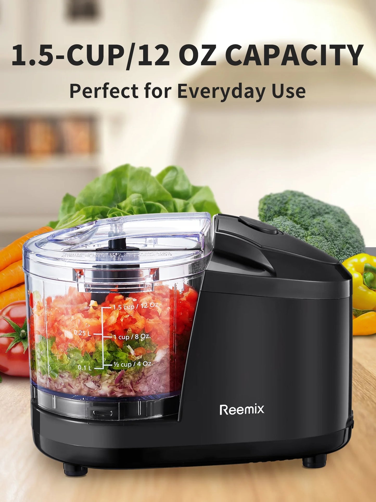 Mini Food Chopper – Small Electric Food Processor, 750Ml Compact Vegetable Blender, Removable Bowl, Lid & Blade, Simple One-Button Operation, 100W