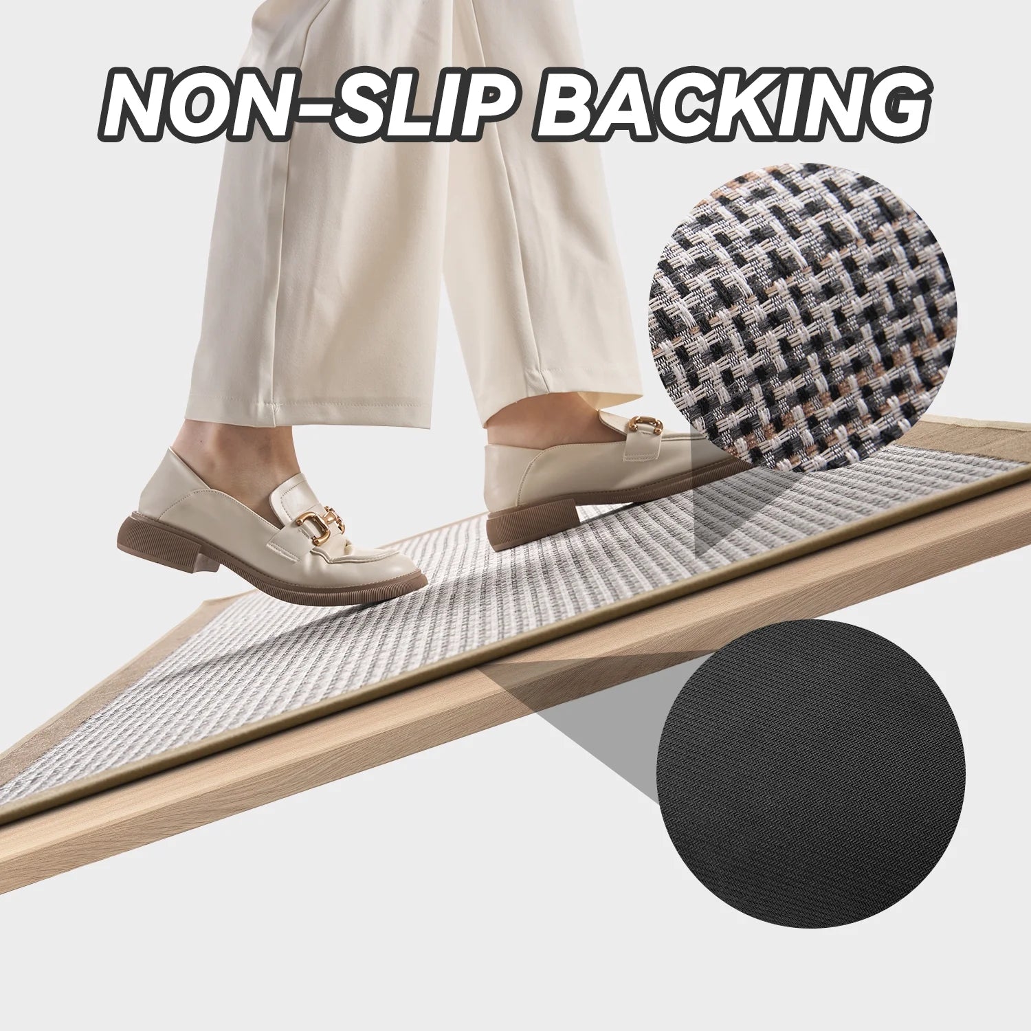 Non-Slip Kitchen Rug, Washable Absorbent Floor Mat, 19.7"X47.2", Brown, for Sink, Laundry, Hallway