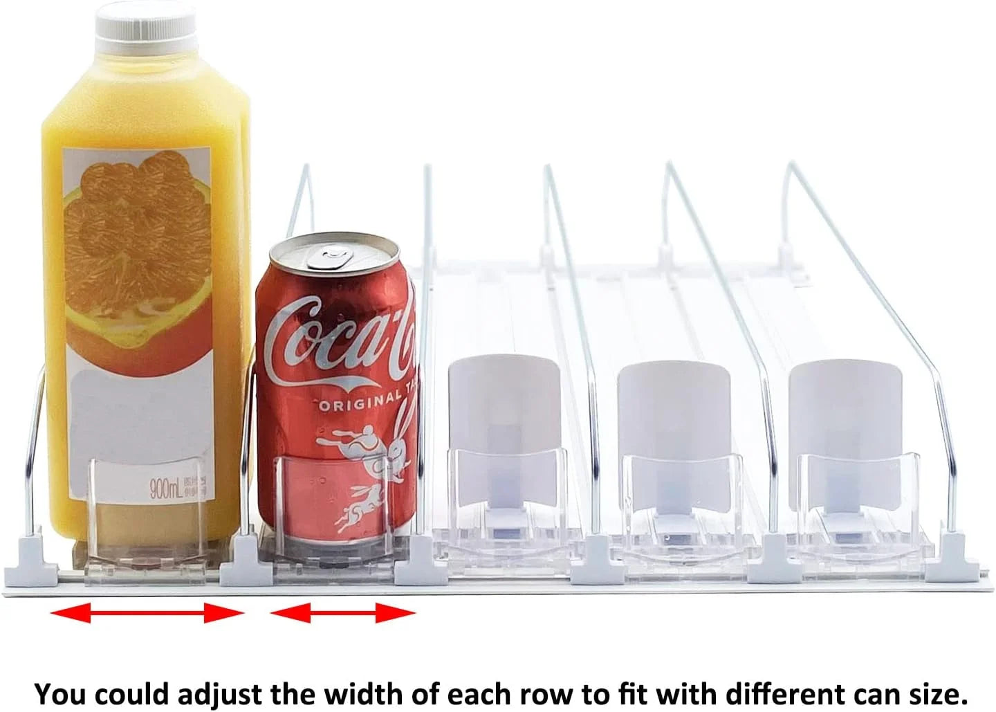 Drink Organizer for Fridge, Fridge Organizer Automatic Pusher Glide Width Storage 25 Cans (White)