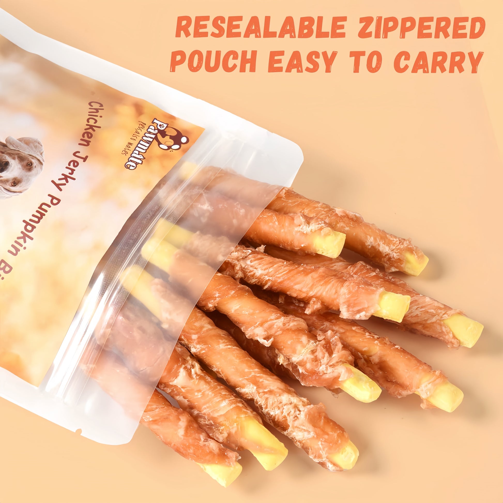 Chicken Jerky-Wrapped Pumpkin Biscuits for Dogs, Digestive Support Soft Chews, 11 oz