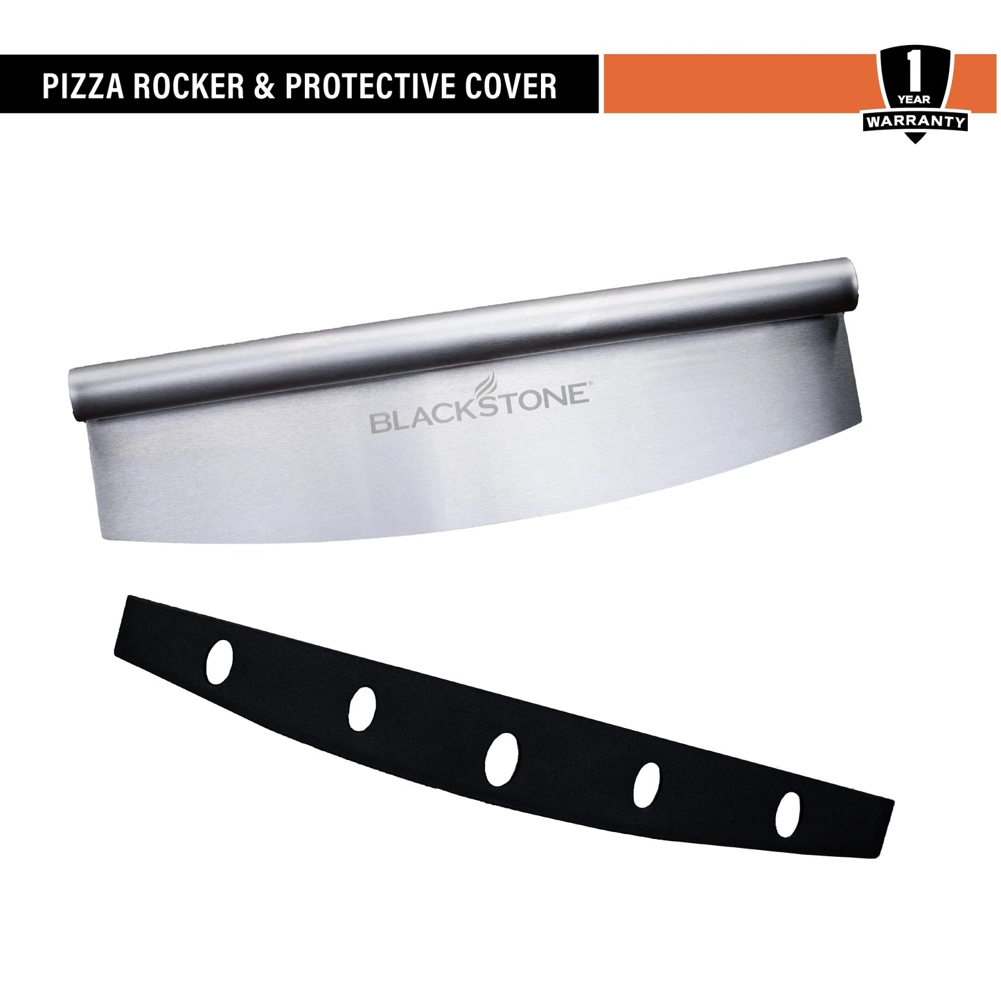 15" Stainless Steel Pizza Rocker Pizza Cutter with Blade Cover, 1.2 Lb.