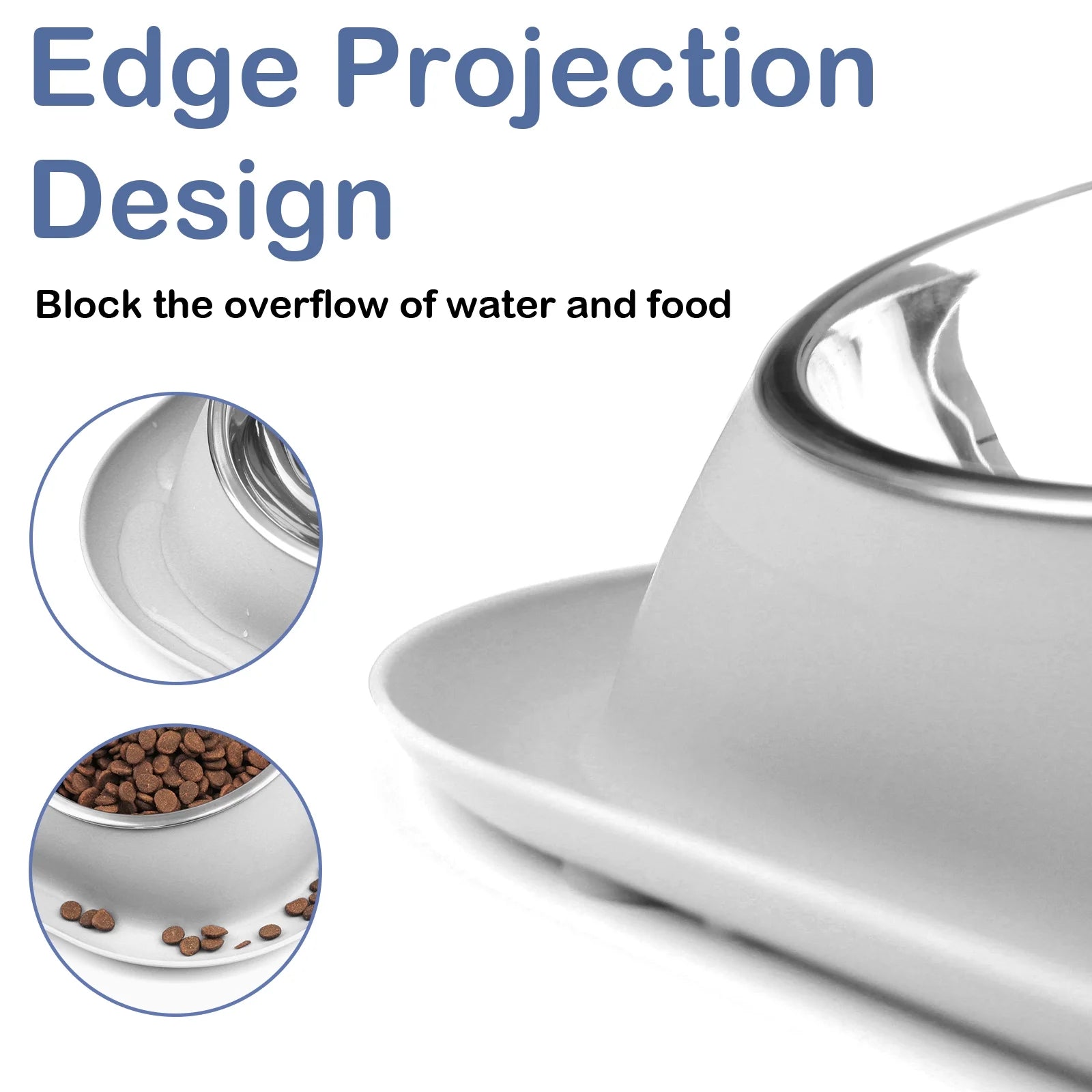 Elevated Stainless Steel Pet Food Bowl with Stands, Raised Dog Cat Feeding Bowls Set Suitable for Cats and Small Dogs, Gray