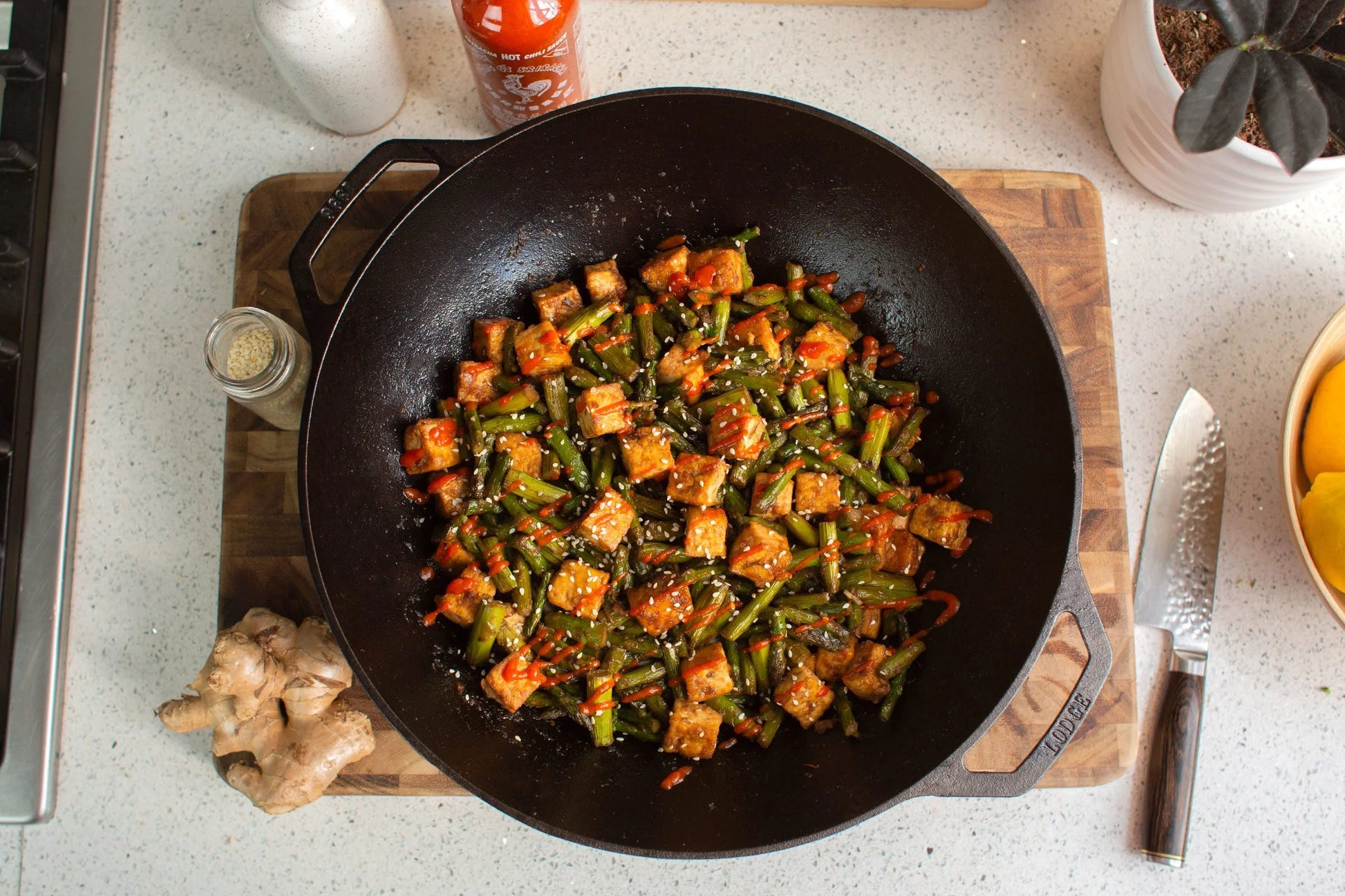 Cast Iron Seasoned 14" Wok