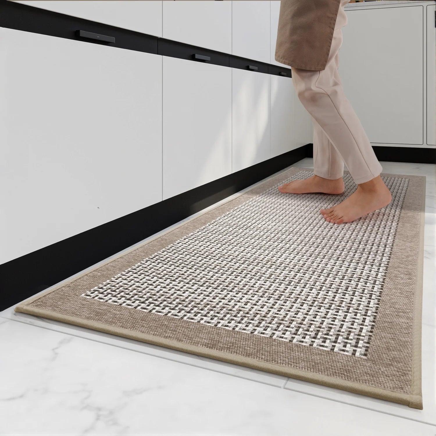 Non-Slip Kitchen Rug, Washable Absorbent Floor Mat, 19.7"X47.2", Brown, for Sink, Laundry, Hallway