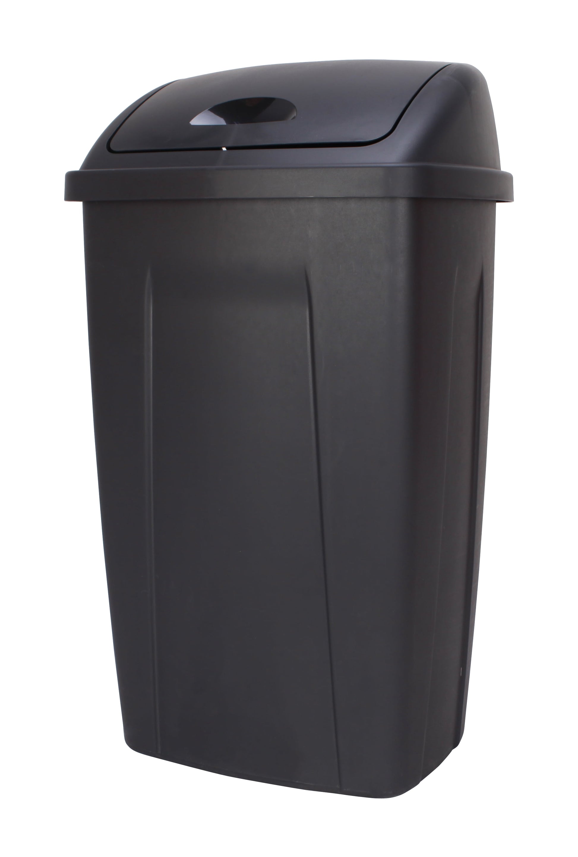 Kitchen Trash Can, 13 Gallon, Plastic Swing Top Garbage Bin, Black