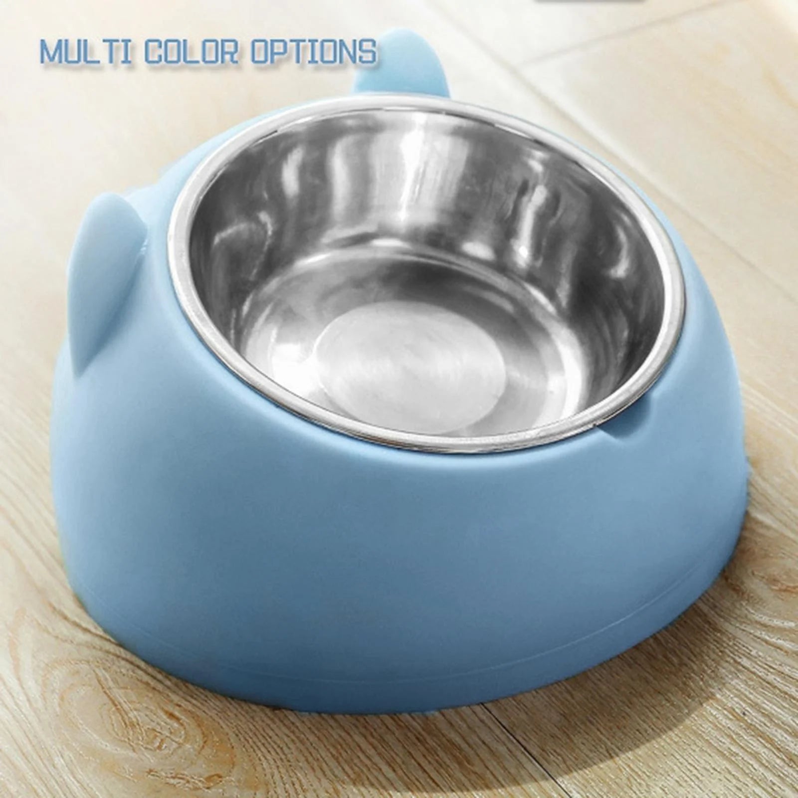 Pet Feeder Raised Cat Bowl Food Feeder Neck Protective Bowl Dog Kitten Food Dish Pet Supplies anti Slip Metal Blue