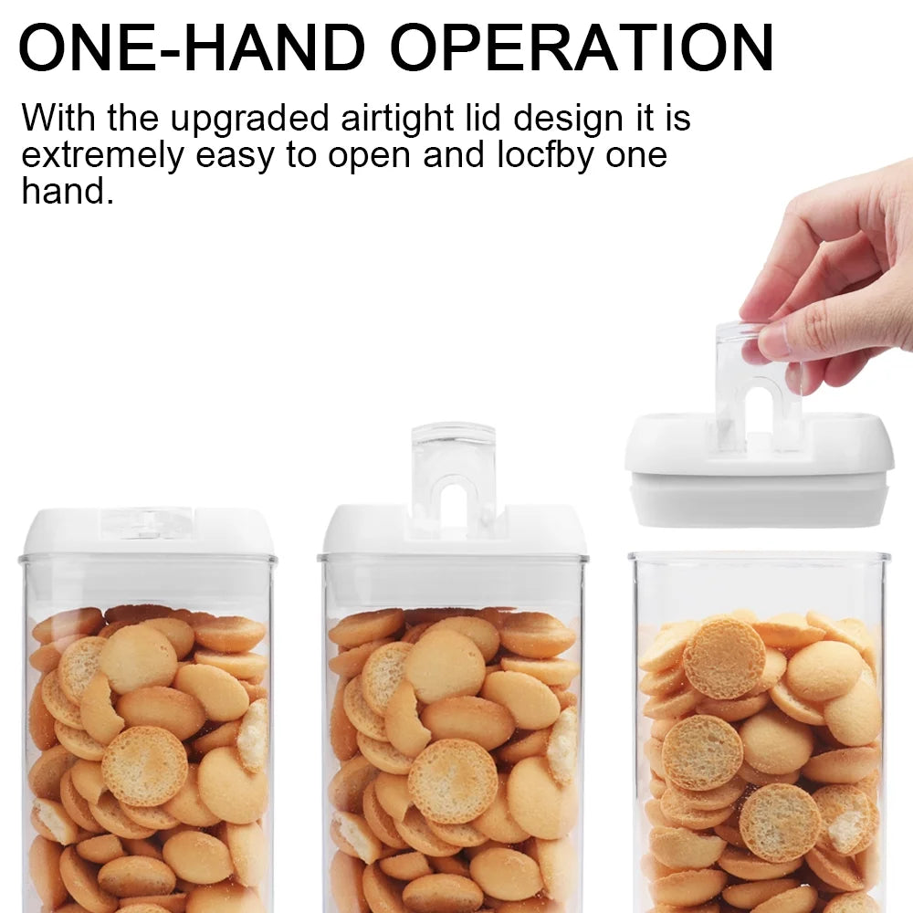 Airtight Food Storage Containers White, 7Pcs Plastic Cereal Containers with Easy Lock Lids for Kitchen Pantry, Organization and Storage, BPA Free -