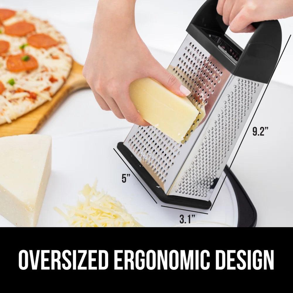 Cheese Grater, BPA Free Stainless Steel Box Graters, Cheeses and Veggie Shredder, Black