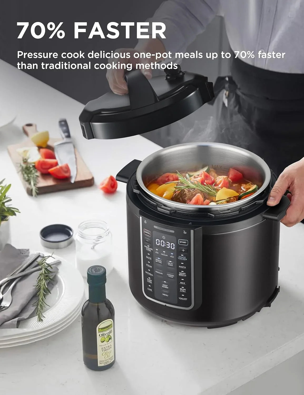 12-In-1 Electric Pressure Cooker, 6 Quarts, 12 Presets, Multi-Functional Programmable,Mpc6002Sbsk