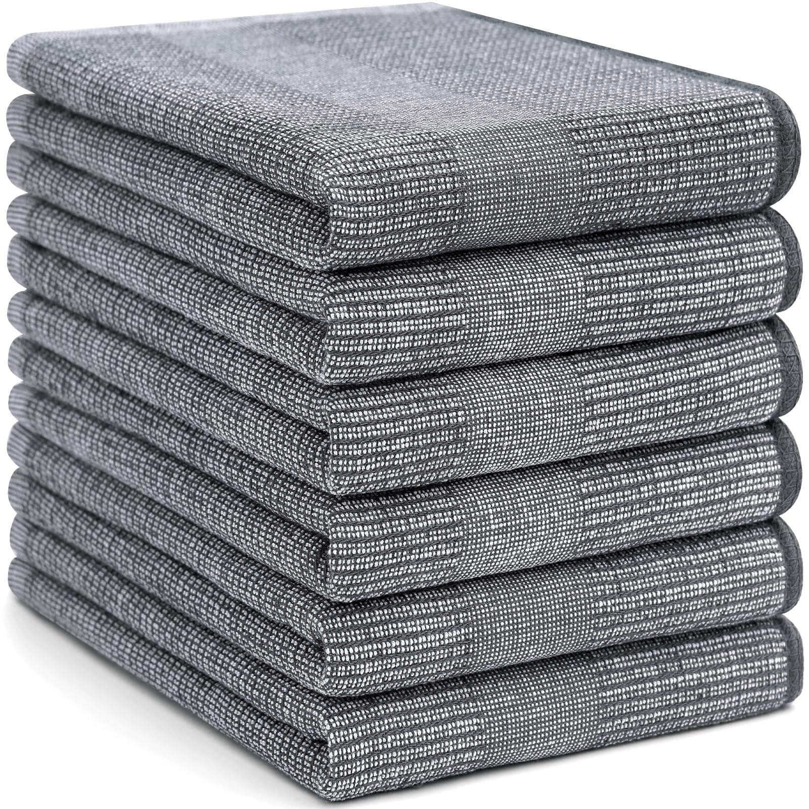 Premium Kitchen Towels(18"X 28", 6 Pack), Large Cotton Kitchen Hand Towels, Grey